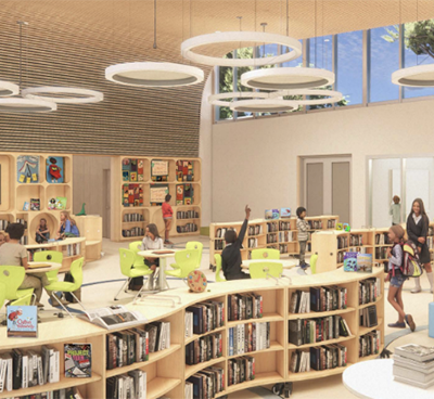  Interior of new Roosevelt Elementary School library