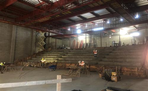 The main seating area of the new performing arts center. 