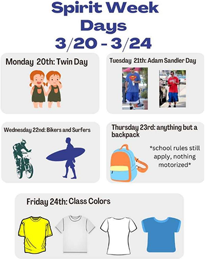 dress up for Spirit Days