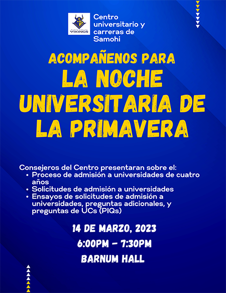 Spring College Night 2023 in Spanish Spring College Night 2023 in Spanish