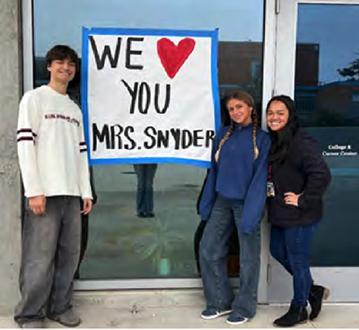  Ms. Snyder with student admirerers