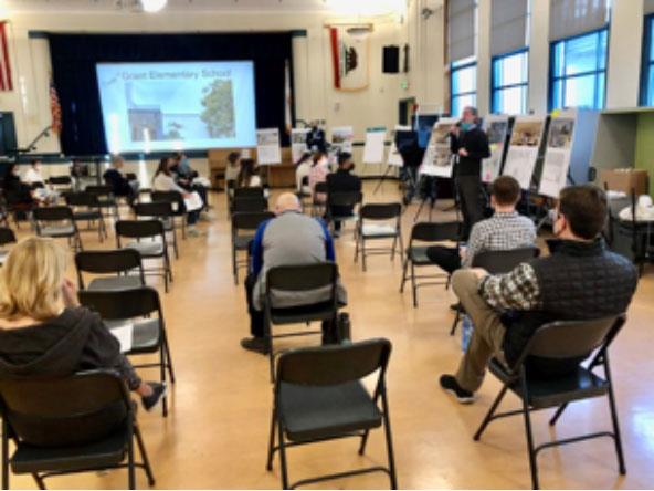 Commuity members attend the future facility meeting at Grant Elementary school.