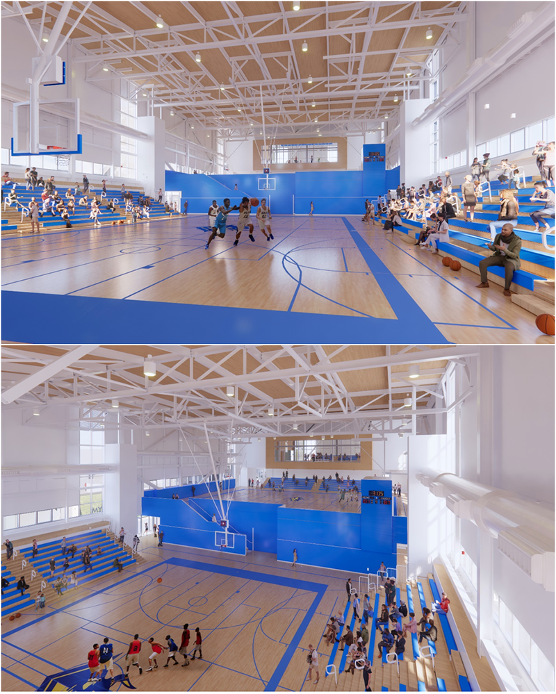 renderings of Samohi gym interiors
