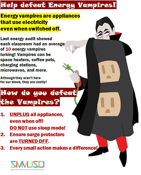 Energy Vampre are appliances that use electricity even when switched off. 
