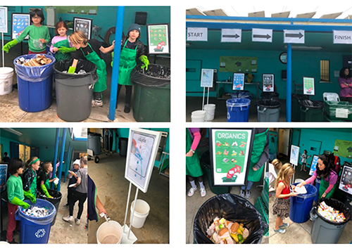 Franklin students at the 6 recycling stations 