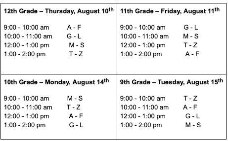registration schedule