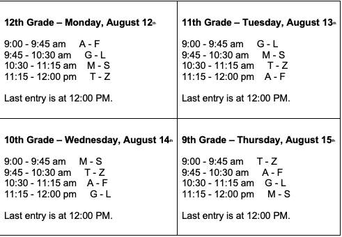 registration schedule