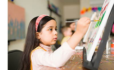 Kinds painting with watercolors