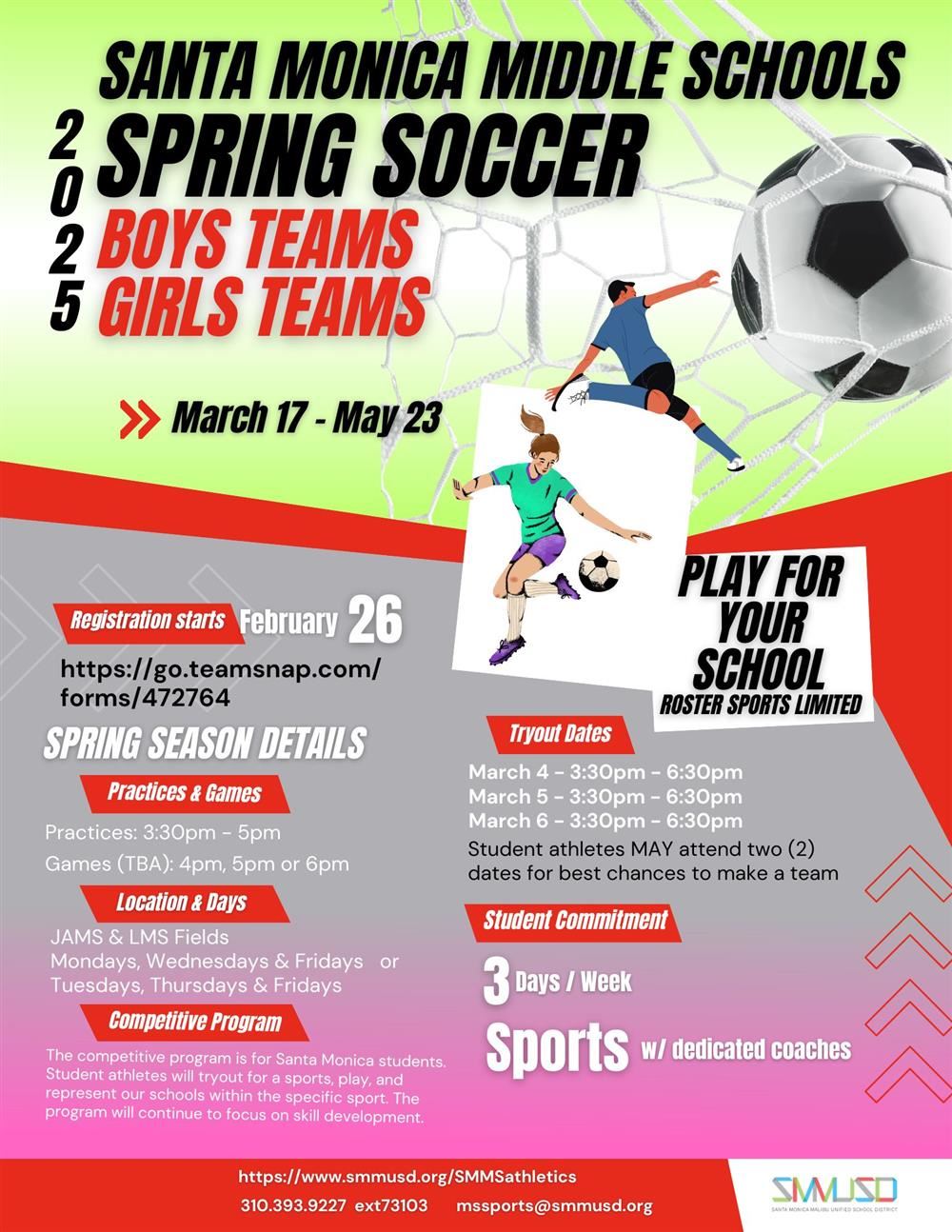 MS Sports Spring Soccer tryouts