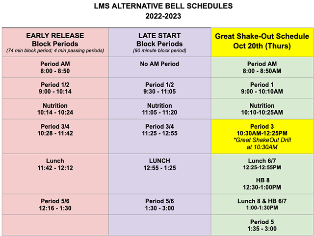 Alternate Bell Schedule